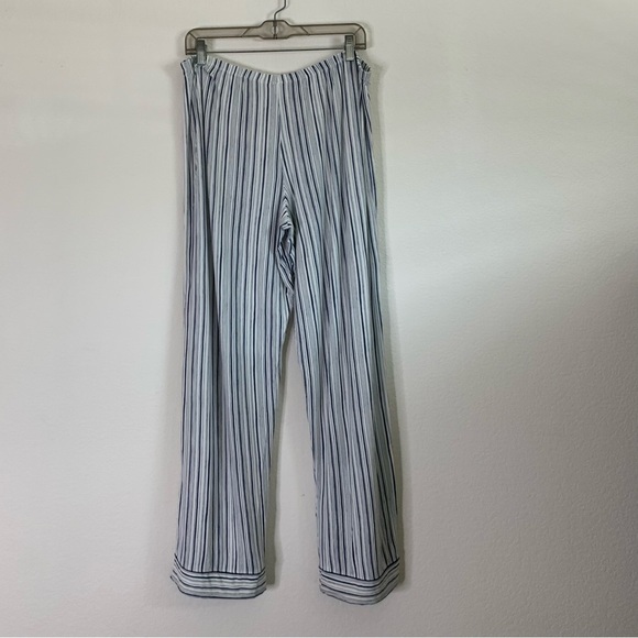 Eberjey Gisele Long PJ Set in Off White & Indigo Stripe XL - Picture 11 of 14